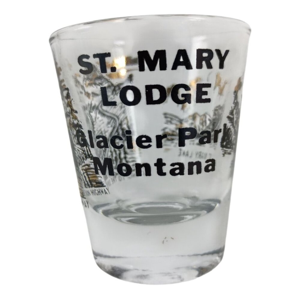 St.Mary Lodge Glacier Park Montana Shot Glass 2-1/4" Vintage